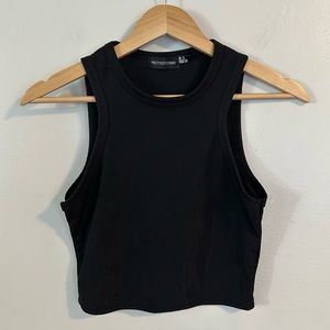 PrettyLittleThing Sleeveless Rib Black Crop Top size US 4